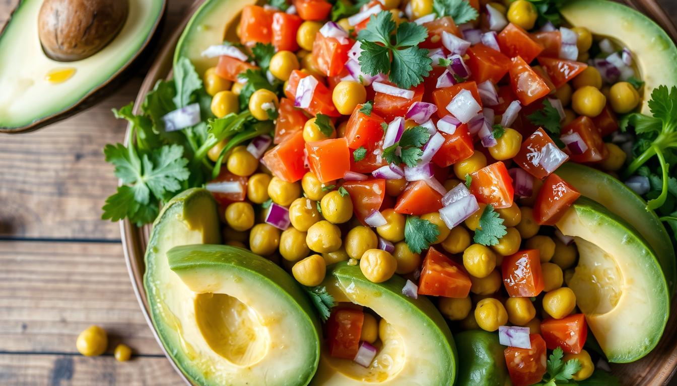 Ensalada de aguacate con garbanzos