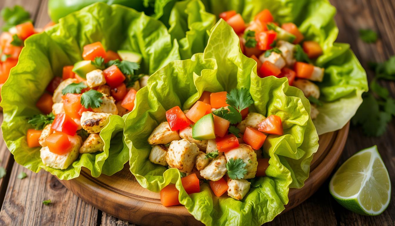 Tacos de lechuga con pollo